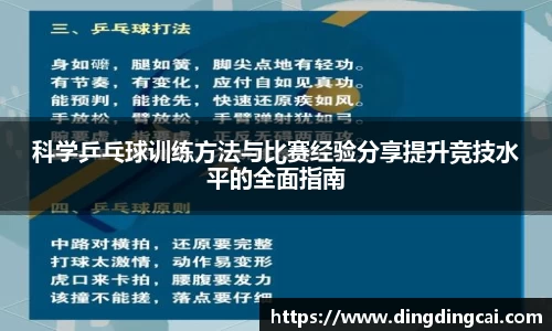 科学乒乓球训练方法与比赛经验分享提升竞技水平的全面指南